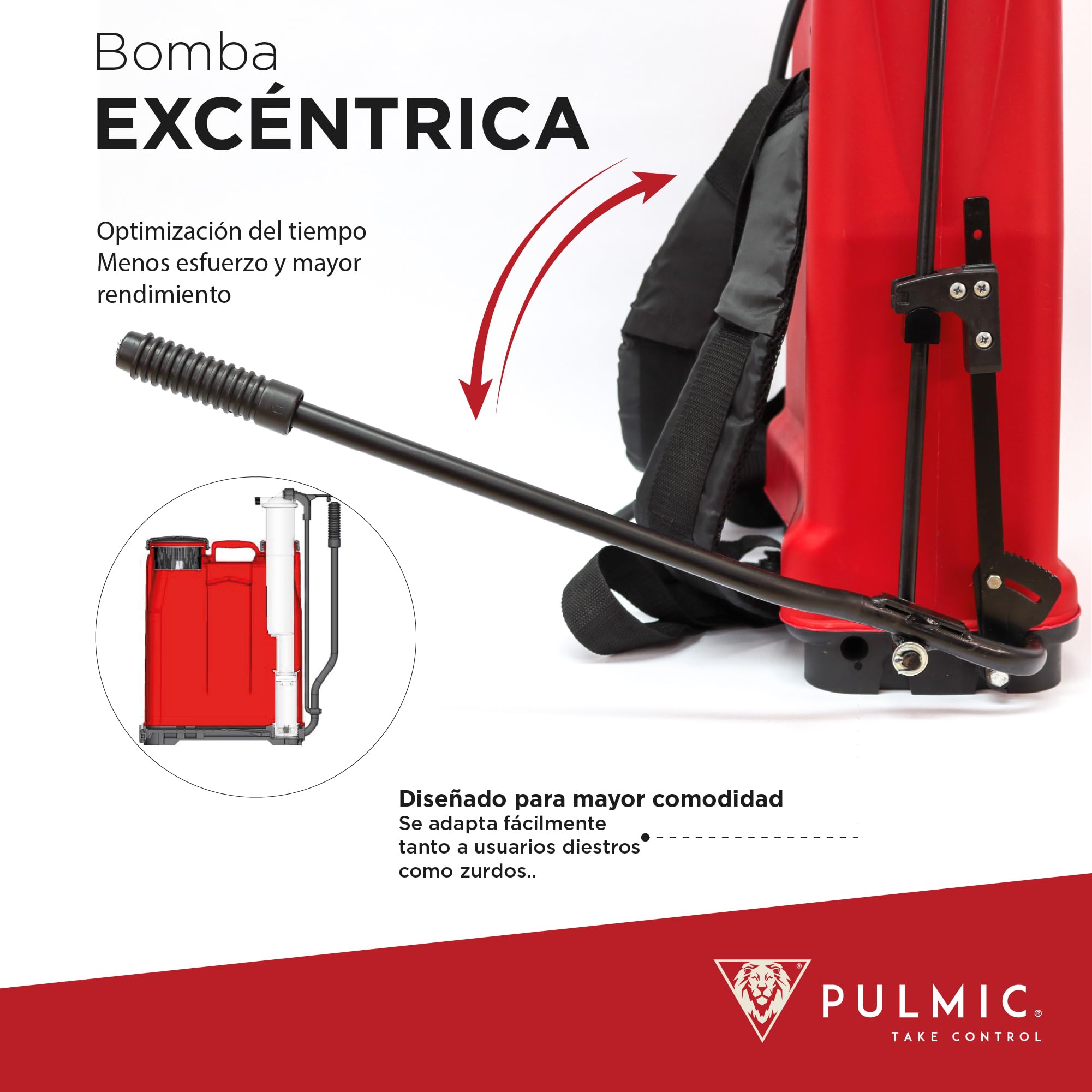 Pulmic Pulverizador Manual de Espalda 16L.Sulfatadora Profesional para Fumigar. Mochila de Pulverizar para Herbicida y Control de Plagas o Insecticida. Lanza Fibra de Vidrio 67cm. Fabricado en España.