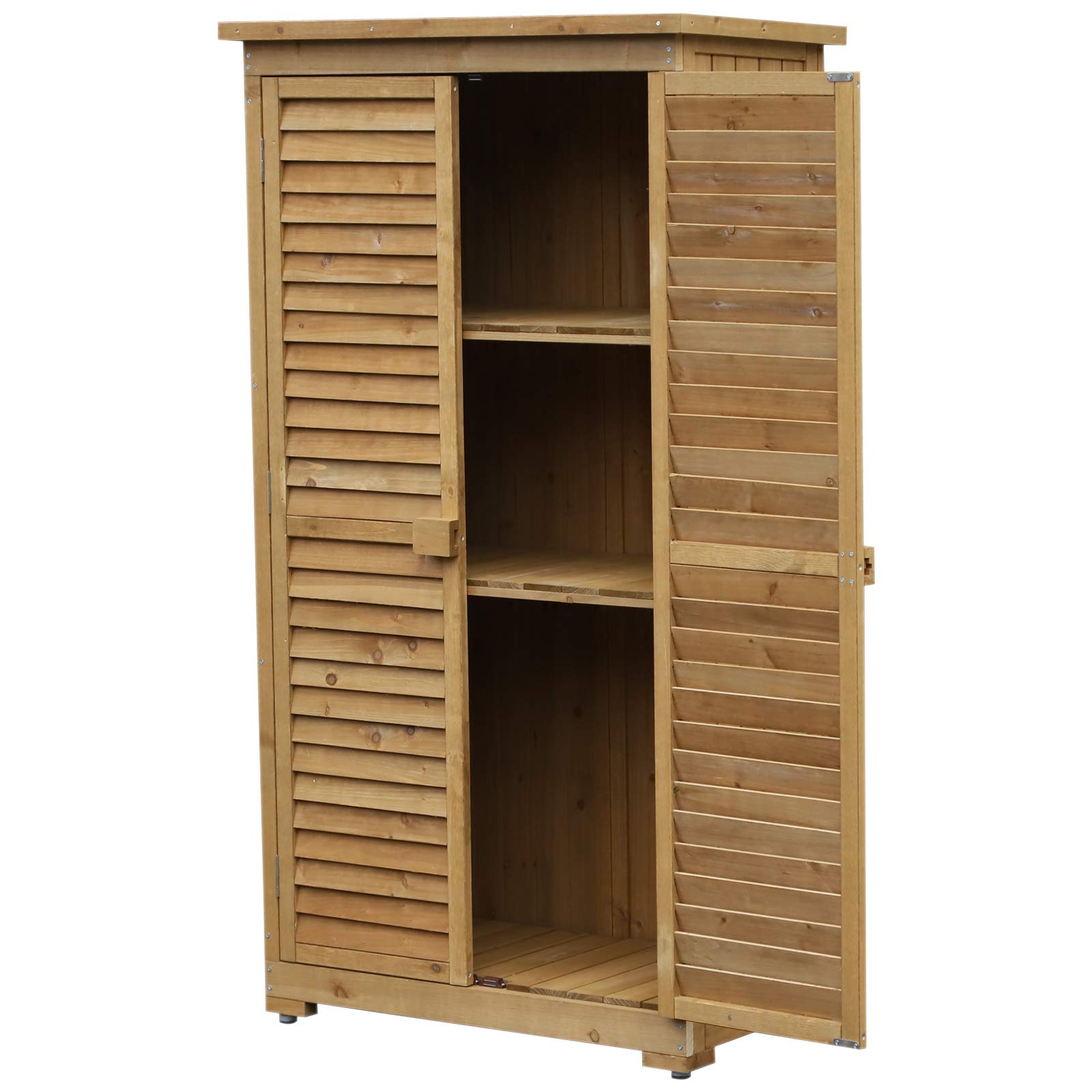 Outsunny Gartenschrank Holz wetterfest 87x46,5x160cm Gerätehaus mit Tür Pultdach