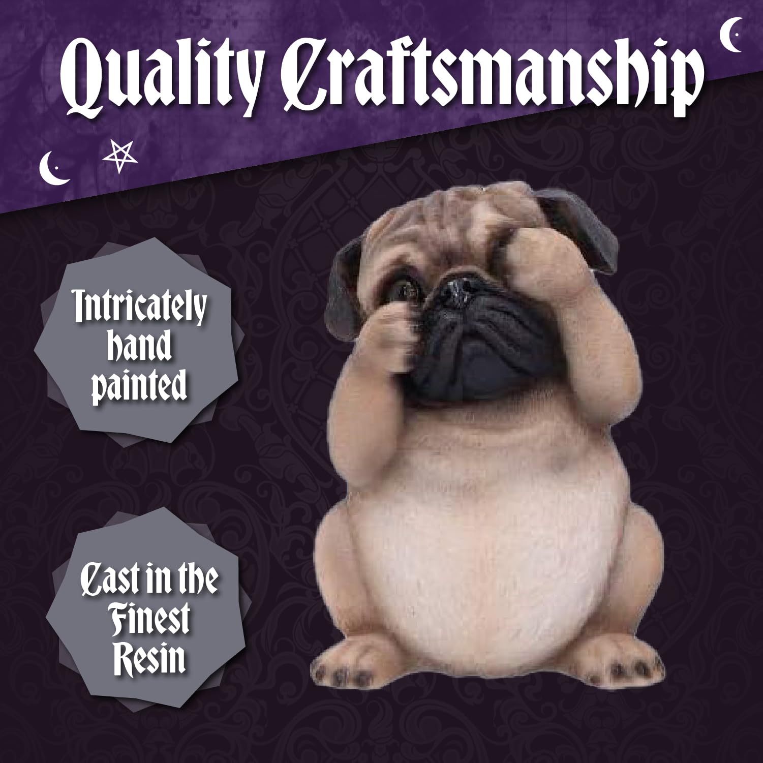 Nemesis Now Three Wise Pugs 8.5cm, Resin, Fawn - Image 3