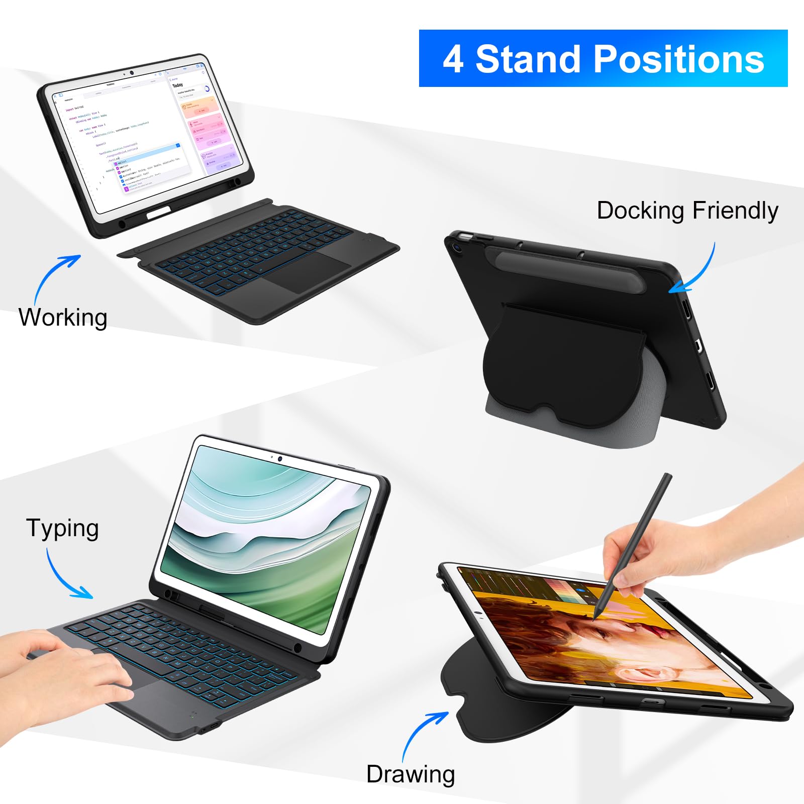 for Google Pixel Tablet 11-inch (2023) Keyboard Case, Detachable Magnetic Stand, Rechargeable Backlit Keyboard with Palm Rejection Touchpad, Protective Cover Compatible with Speaker Dock