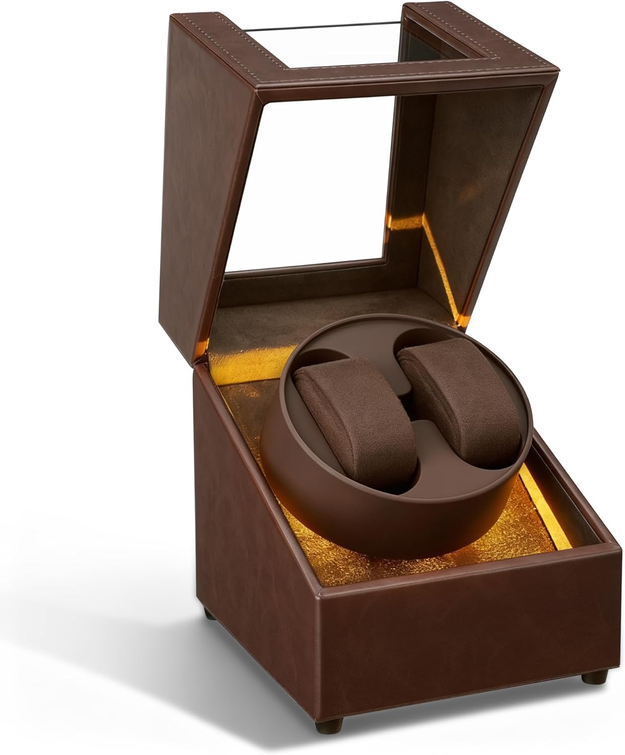 Mcbazel Watch Winder with Led Light, Dual Watch Winder Box for Automatic Watches, Ultra-Quiet Motor, 5 Rotation Modes, Gifts for Men, Beloved, Women
