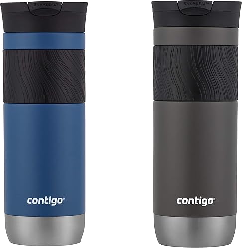 Contigo - Taza de viaje con aislamiento y con Snapseal (cierre por presión), 20 onzas fluidas, diseño saque, maíz azul, con asa Sake/Maíz Azul