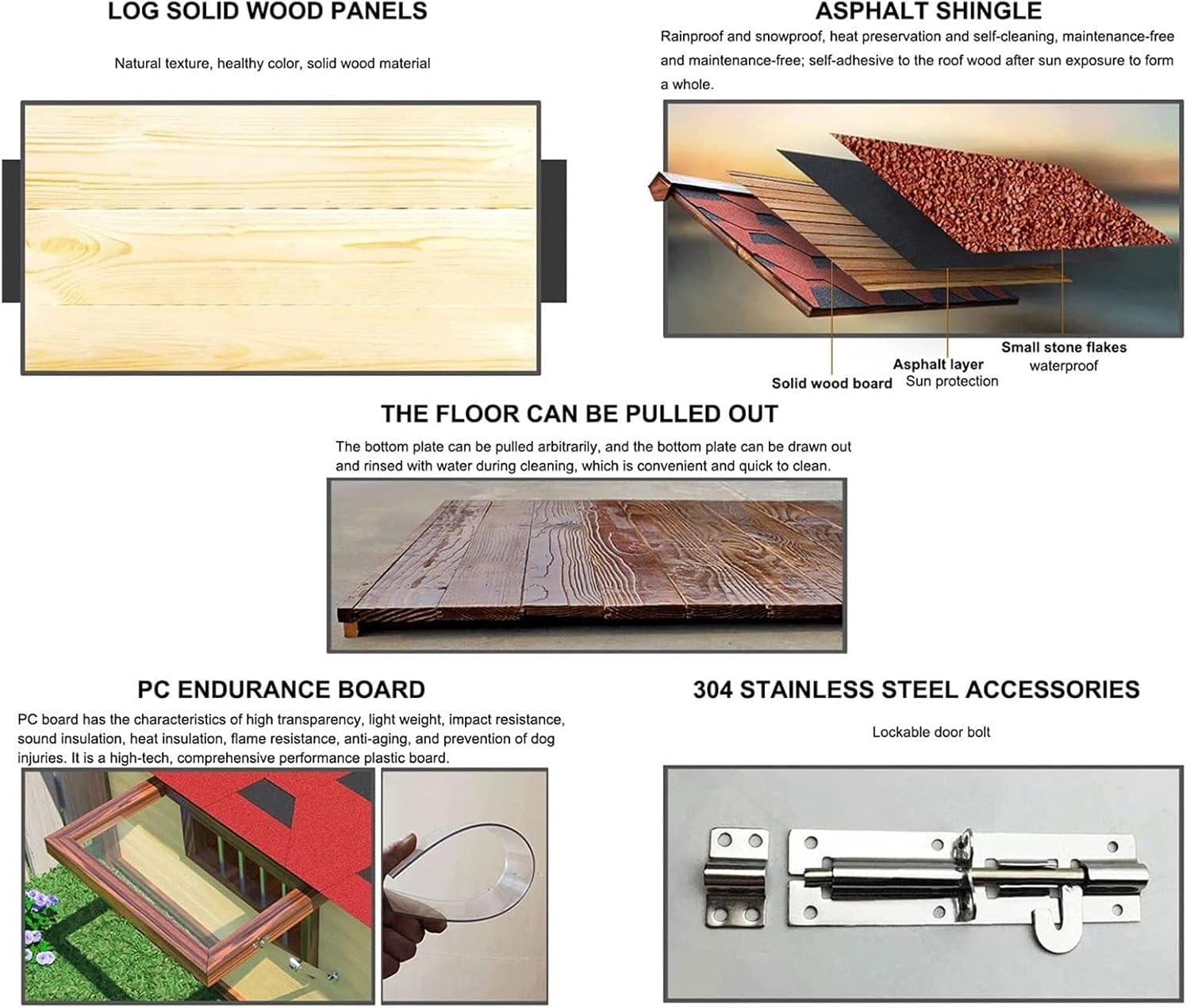 Dog House Wooden,Extra Large Dog House with Door for Indoor and Outdoor Use,Outdoor with Porch Pet Log Cabin Style Kennel,with Fence Area and Pullable Bottom Plate,Easy to Clean (Size : XXL) ()
