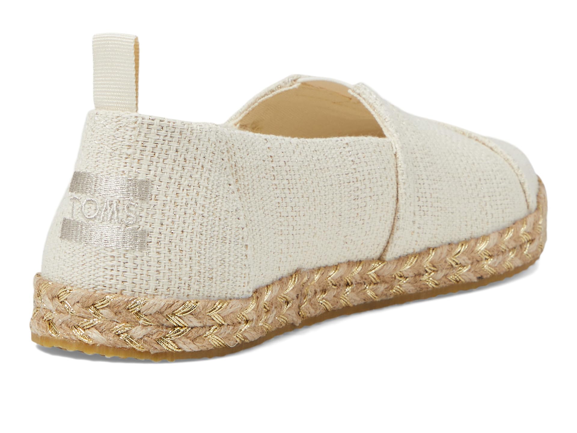 TOMS Girl's Alpargata RopeLoafer Flat, Naturalny niebarwiony metaliczny lniany pasek, 12 UK Child