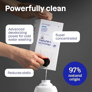 ATTITUDE Liquid Fabric Softener, Plant-Based & Vegan, HE Compatible, Naturally Derived, Wildflowers Scent, 40 Loads, 1 Liter