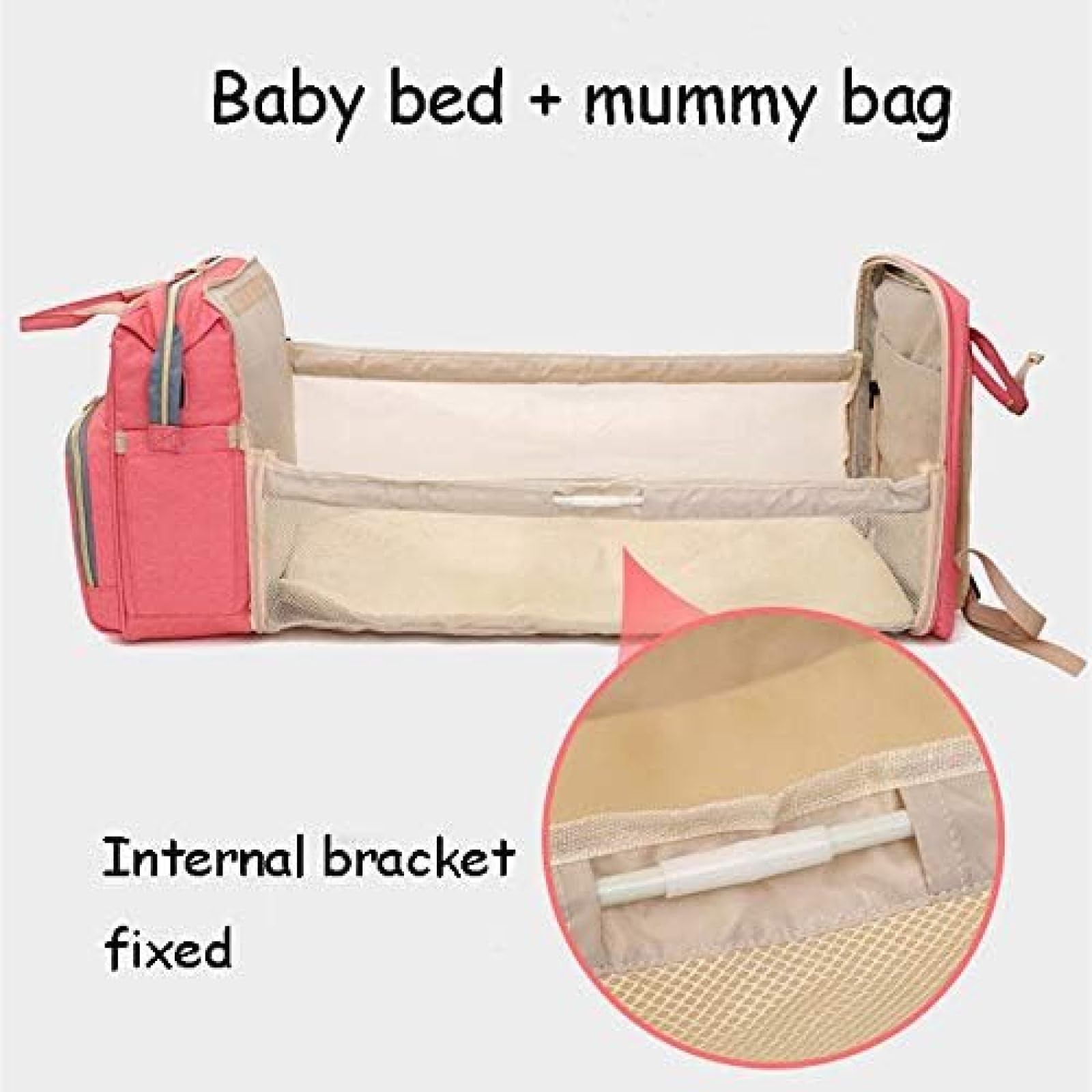 Mochila para Pañales 3 En 1 con Estación De Cambio, Cama Plegable Portátil, Cuna De Viaje para Mamá, Material De Registro para Bebés Recién Nacidos para Niñas Y Niños,Gris,bonny369