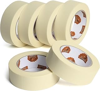 TAPEBEAR Kreppband Beige 36mm x 55m Universal-Abklebeband Malerband, Malerabdeckband Mehrzweck für Malerarbeiten, Dekoration, Kennzeichnung, DIY Kunsthandwerk, Home Office Schule Projekte, 6 Rollen