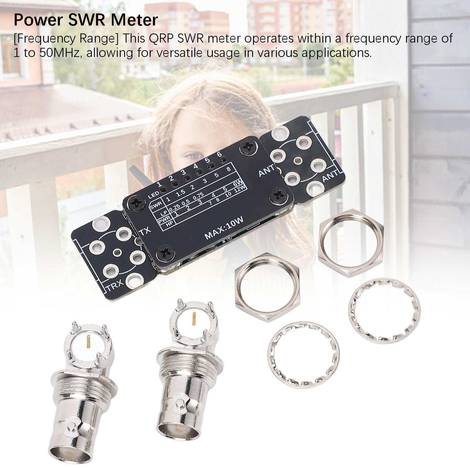 Kit de Compteur QRP SWR 1 Compteur de Puissance Multifonctionnel 50 MHz 10 W avec Plaques BNC Amovibles pour Les Amateurs de Radio Amateur Matériau PCB Taille Compacte 30 X 19