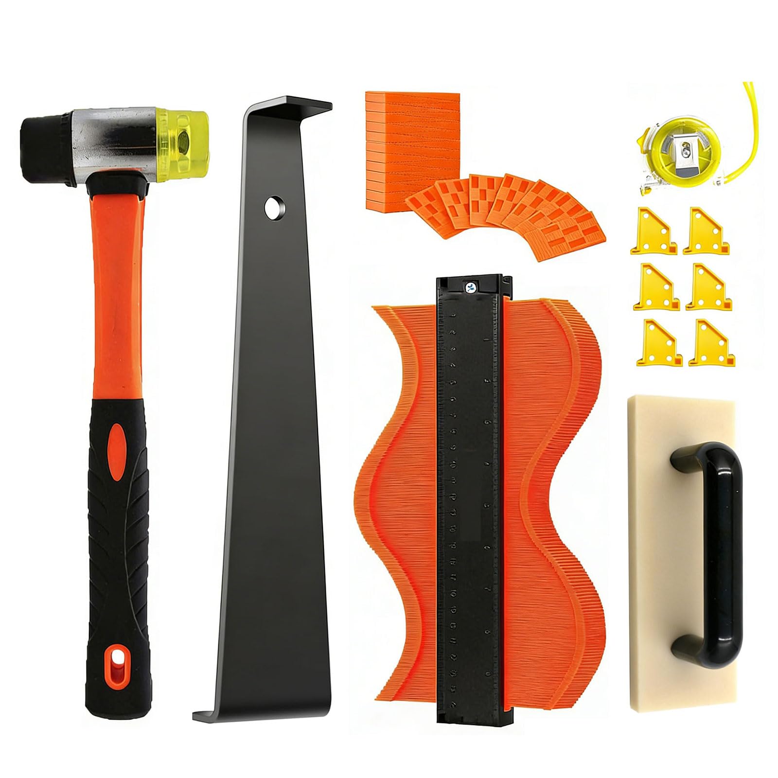 35PCS Wood Flooring Installation Set with Nylon Striking Block Rubber Hammer and Removal Tool for Laminate Hardwood Floors Floor Spacer Segment Set