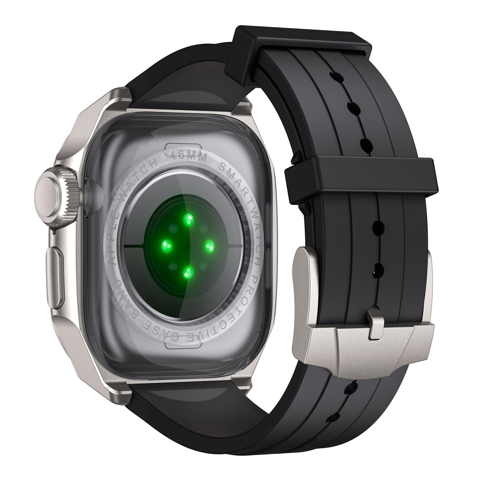 Armband mit Hüllen Kompatibel mit Apple Watch 46mm (Serie 11 10) Band,Robuste Stoßfeste Metall Hüllen Silikon Armband für Apple Watch 46mm (Serie 10 11) Damen Herren,Titan Schwarz