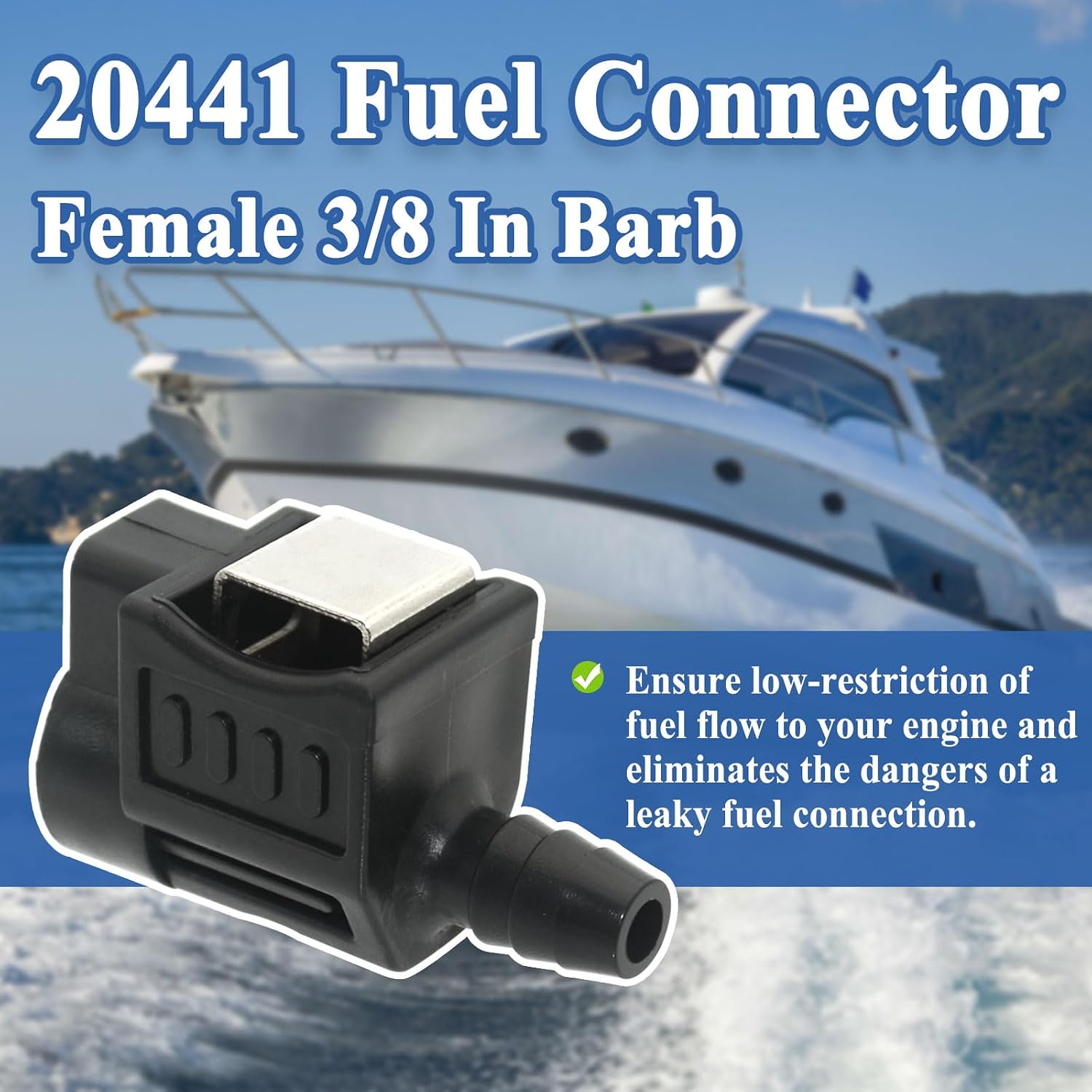 2Pcs 20441 Deluxe Fuel Connector for Specific Models, Female Hose Fitting 3/8 Inch Barb, Black