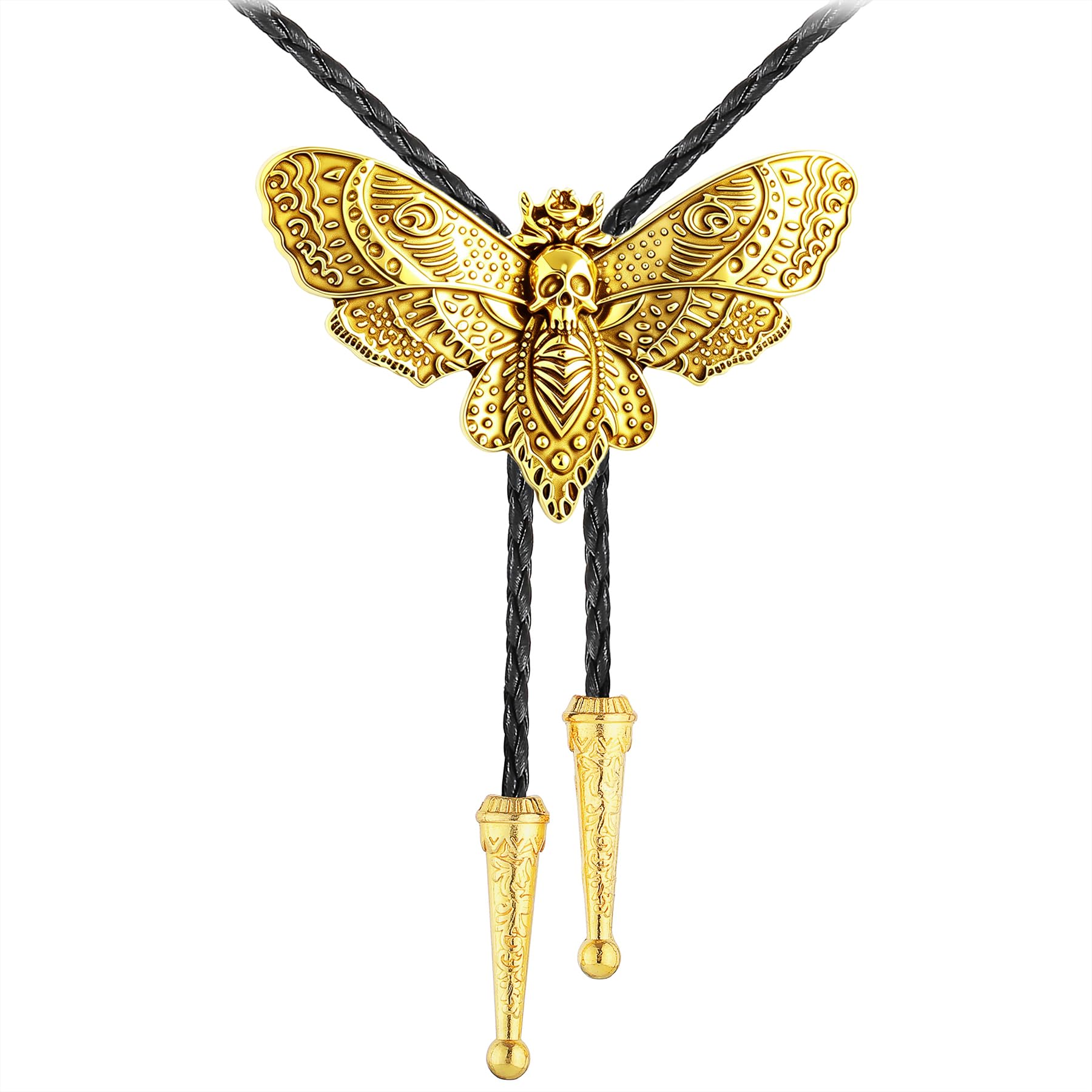 Western Cowboy Bolo tie for Men Women Gold Silver Death Skull Moth Cross Bolo Tie Christmas Deer Rooster Wolf Necktie Gift