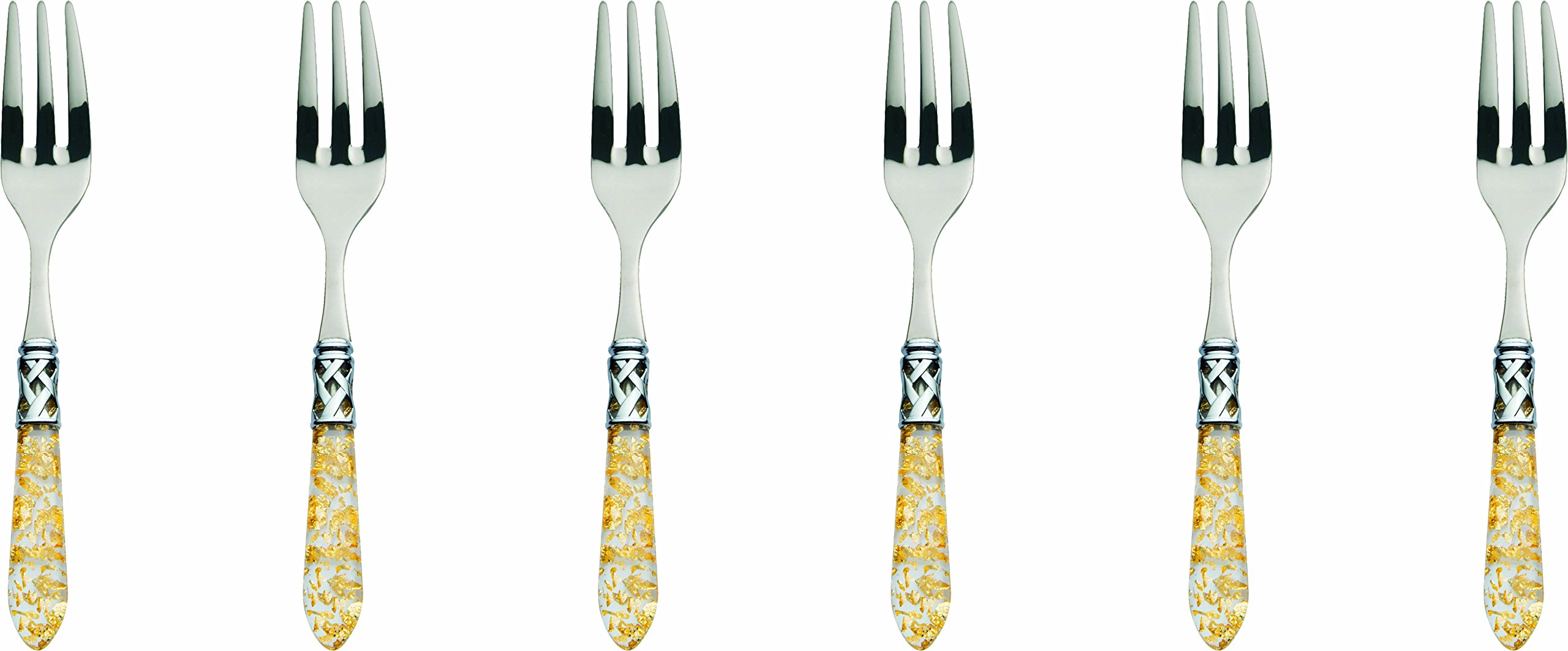 Casa Bugatti ALC1G-N4217 Aladdin Gold - Juego de 6 tenedores (mango de plata)
