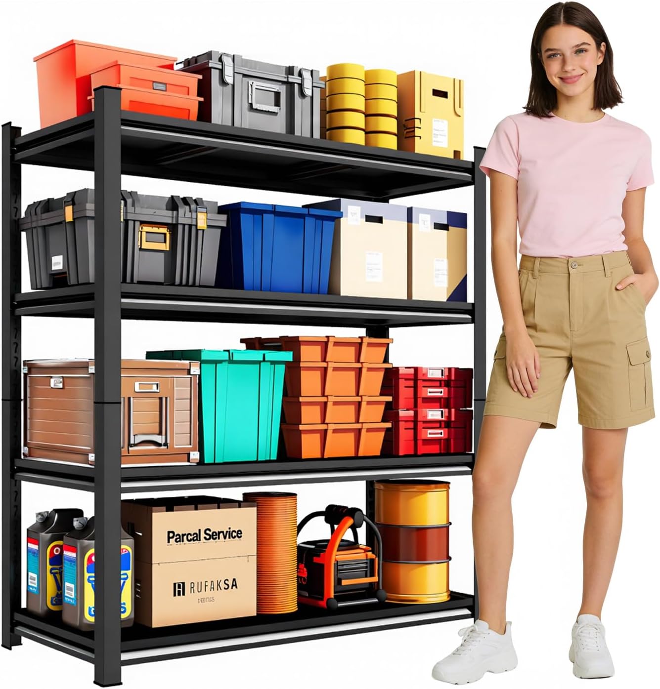 36" W Heavy Duty Garage Shelving 2000 LBS 4 Tier Storage Shelves Adjustable Industrial Metal Wire Shelf Utility Rack for Garage,Basement,Pantry,Warehouse,Commercial,36" W X 16" D X 54" H