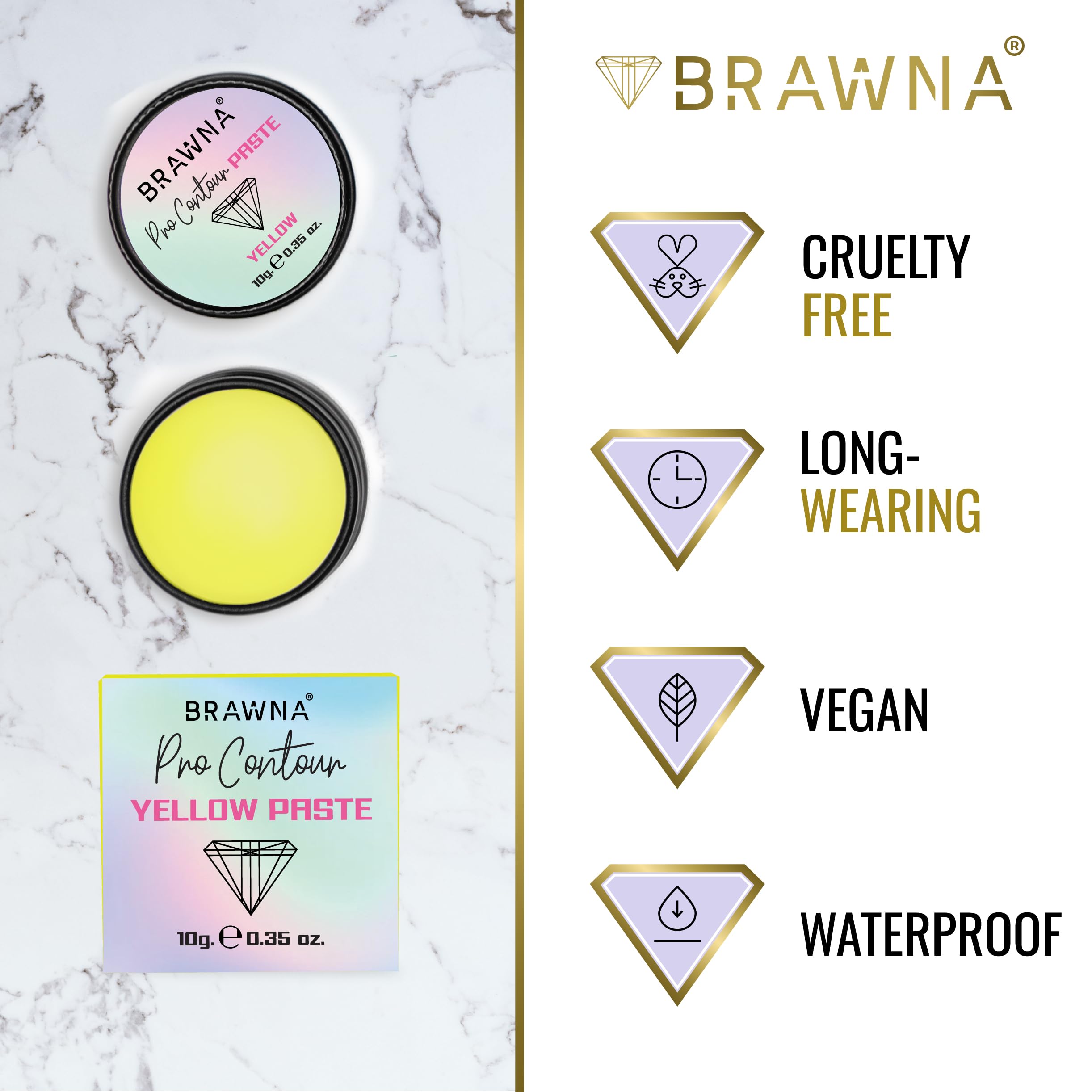 Brawna Pro Contour Yellow Mapping Paste for Brow and Lip Measuring - Yellow Concealer for PMU Eyebrow Henna, Lamination, Tint - Image 3