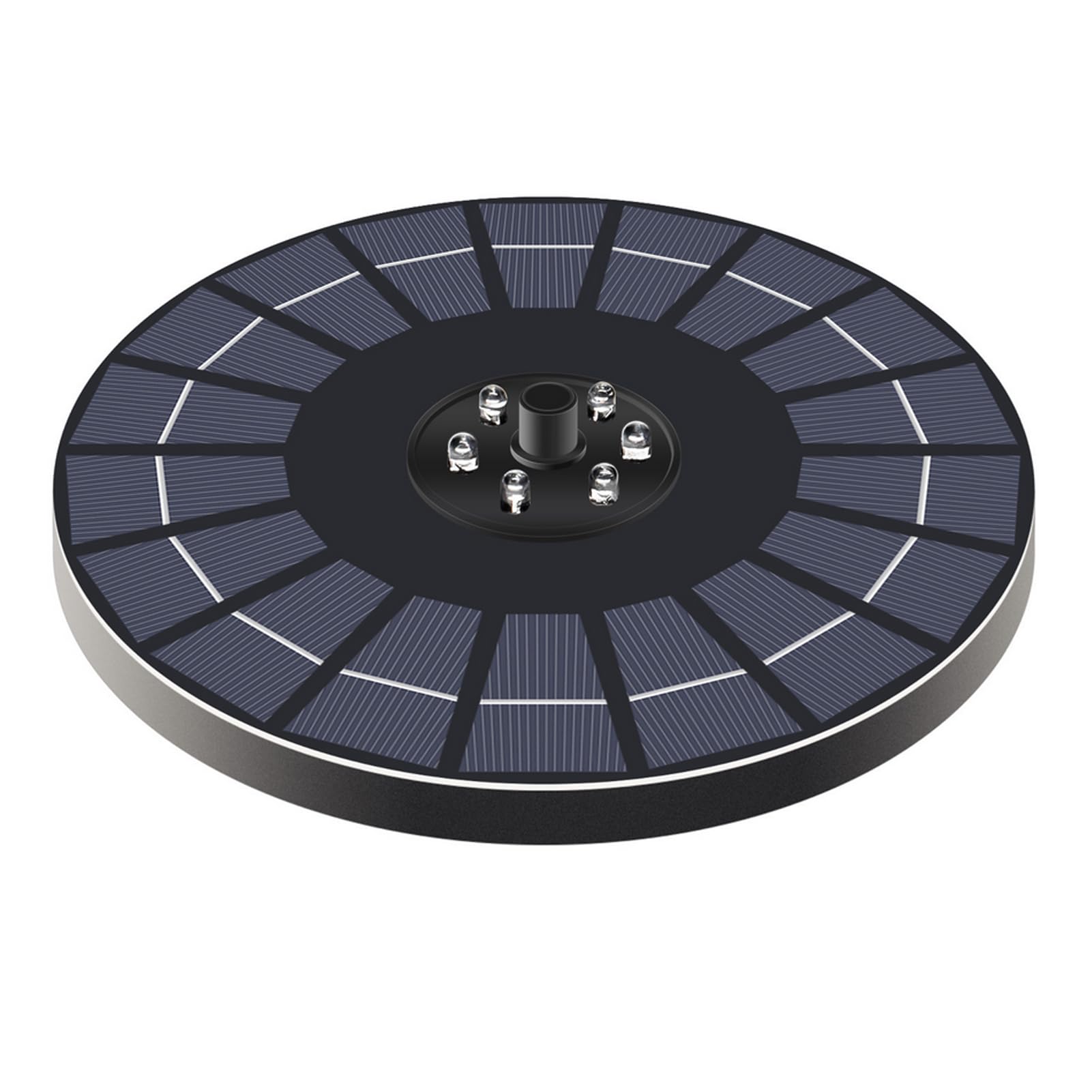 PUSOKEI Pompa per Fontana Solare Che Cambia Colore con 7 Ugelli Spruzzatori per Piscina, Laghetto, Abbeveratoio per Uccelli (6W Diametro 23CM)