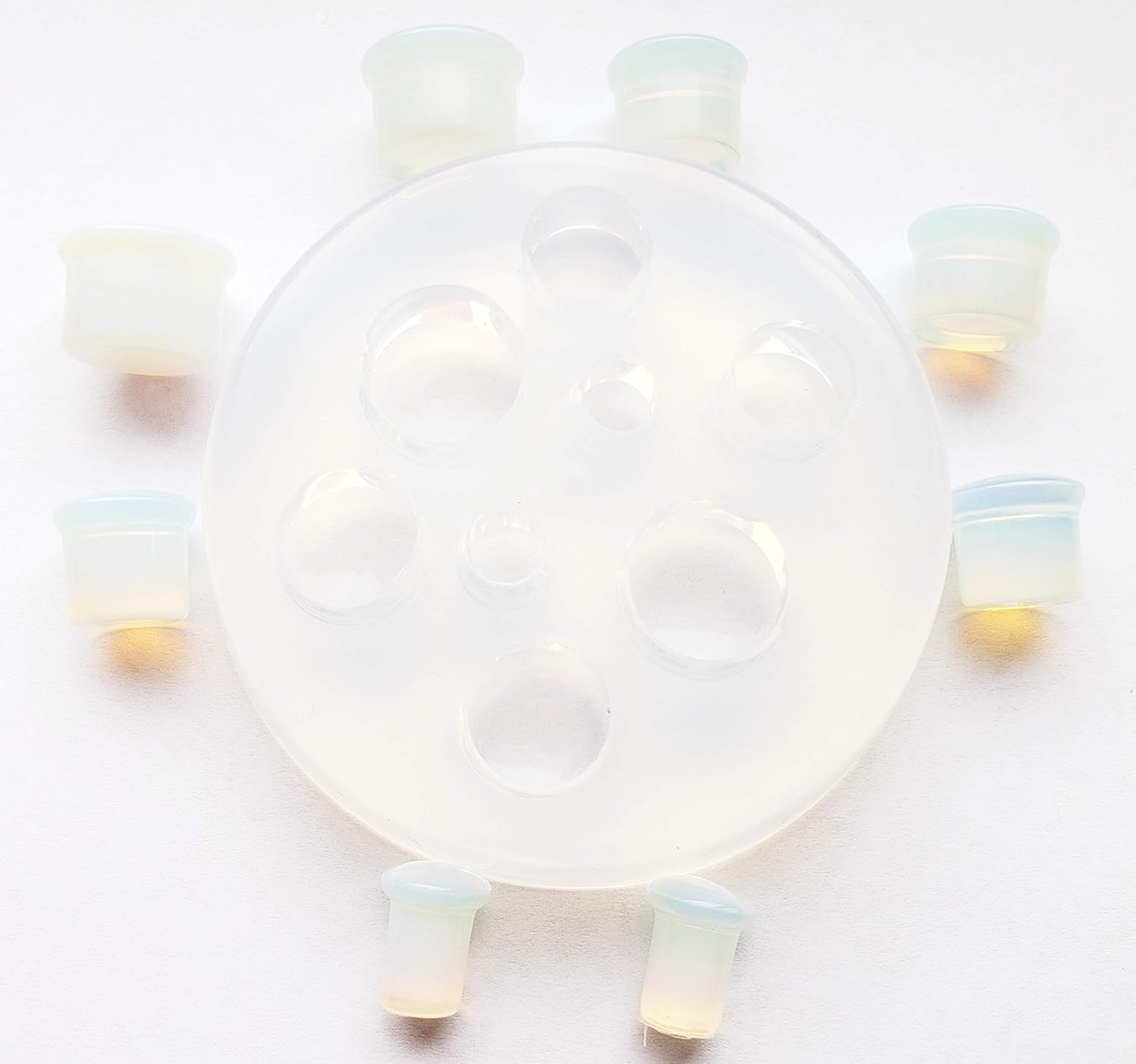 AlenkaD. Single Flare Clear Resin Mold for Gauges, Opalite Shape 8mm-16mm, Body Piercing Mold, Instructions Included, Handmade