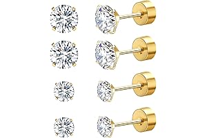 2 Pairs Non-Tarnish Earrings Studs