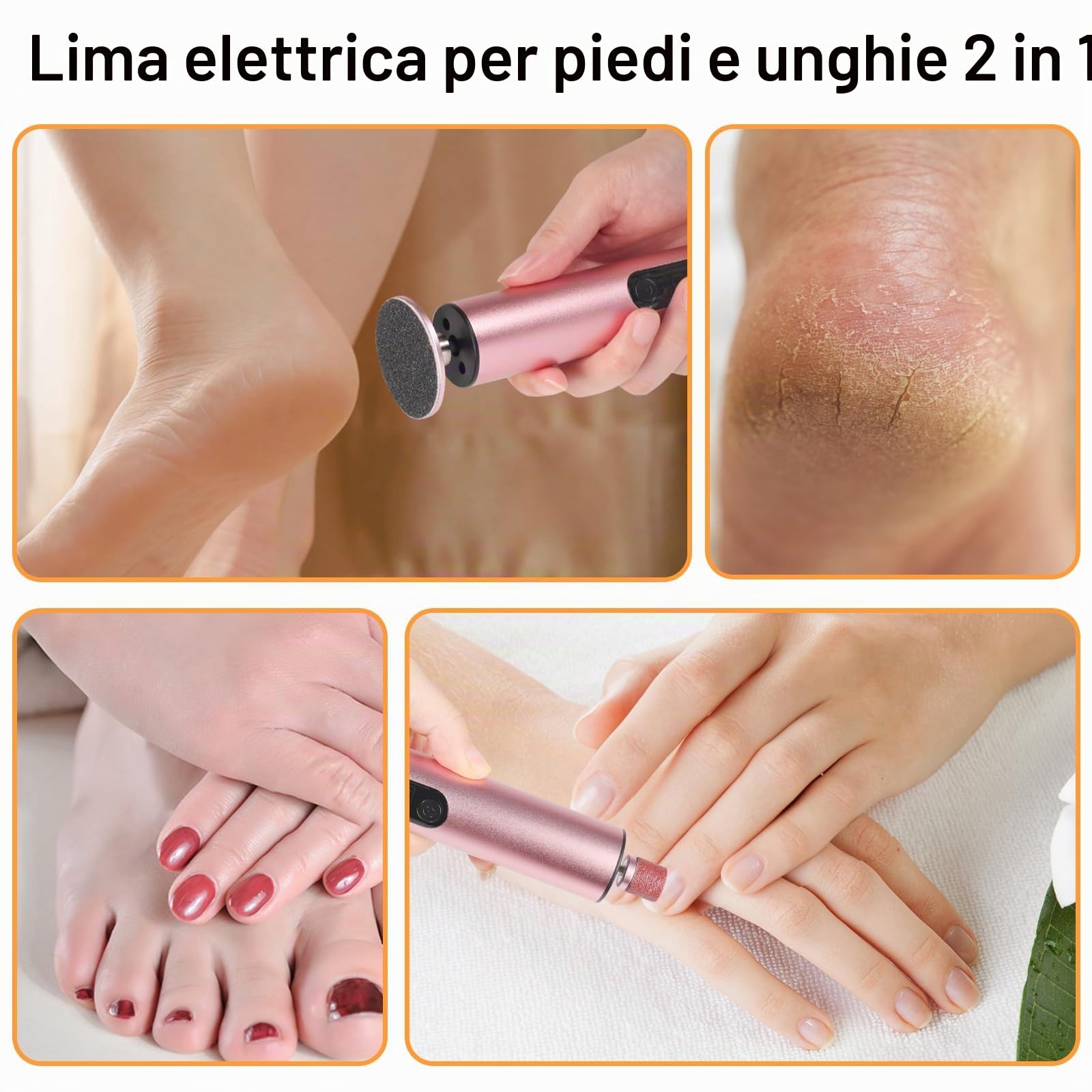 2 In 1 Pedicure Elettrico Professionale Piedi Con 9 Velocità Regolabili Schermo Digitale Calli Piedi Rimozione Lima Per Piedi E Talloni Include Due Testine Di Levigatura Sostituibili E Dischi Abrasivi
