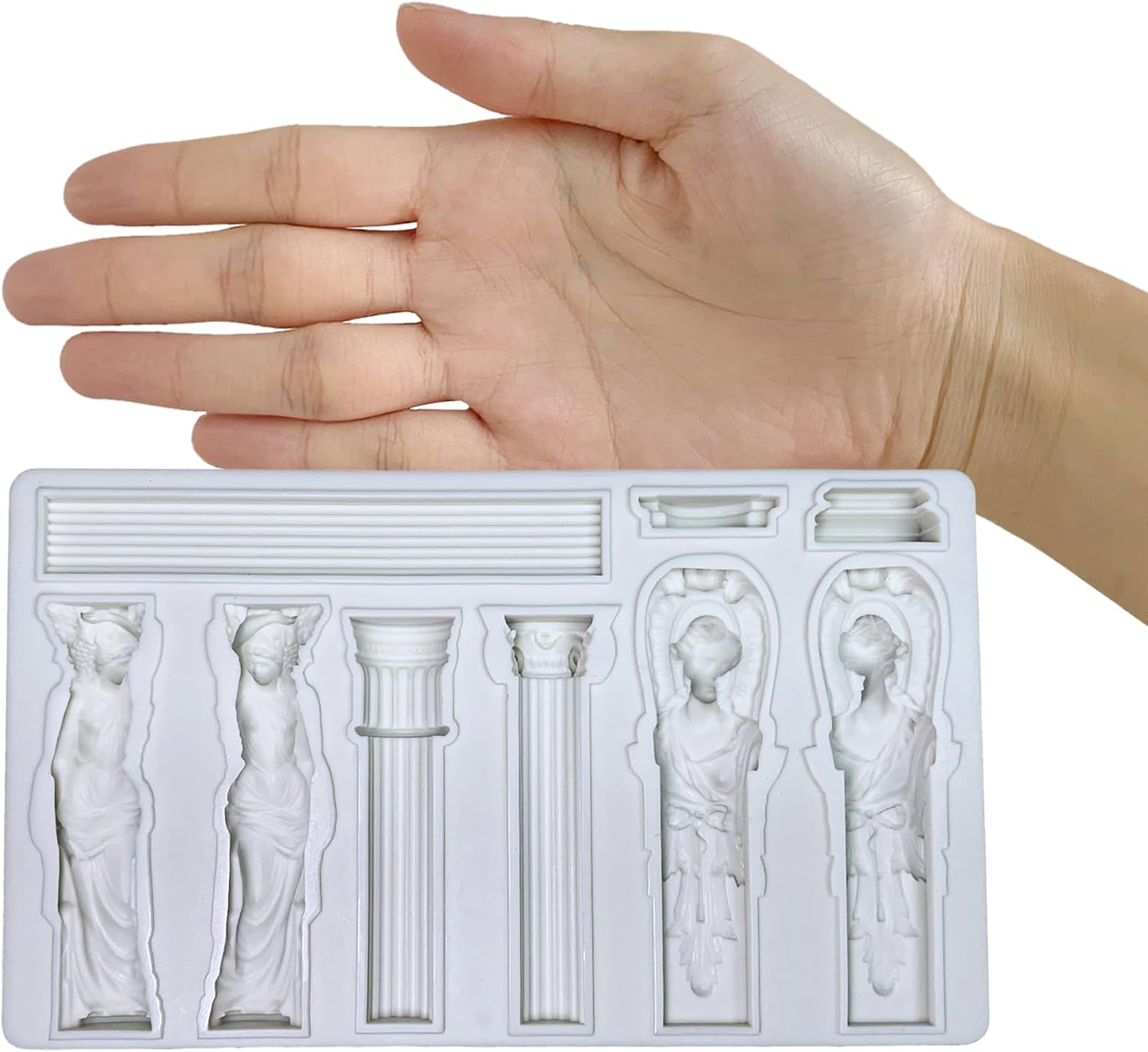 Roman Column,Goddess Sculpture,Greek Marble Pillars,Bas Relief Retro,Fondant,Sugar Craft,Cake Decorating,Molds, Epoxy Resin Silicone,Baking DIY,Craft,Soap,Polymer Clay,Plaster