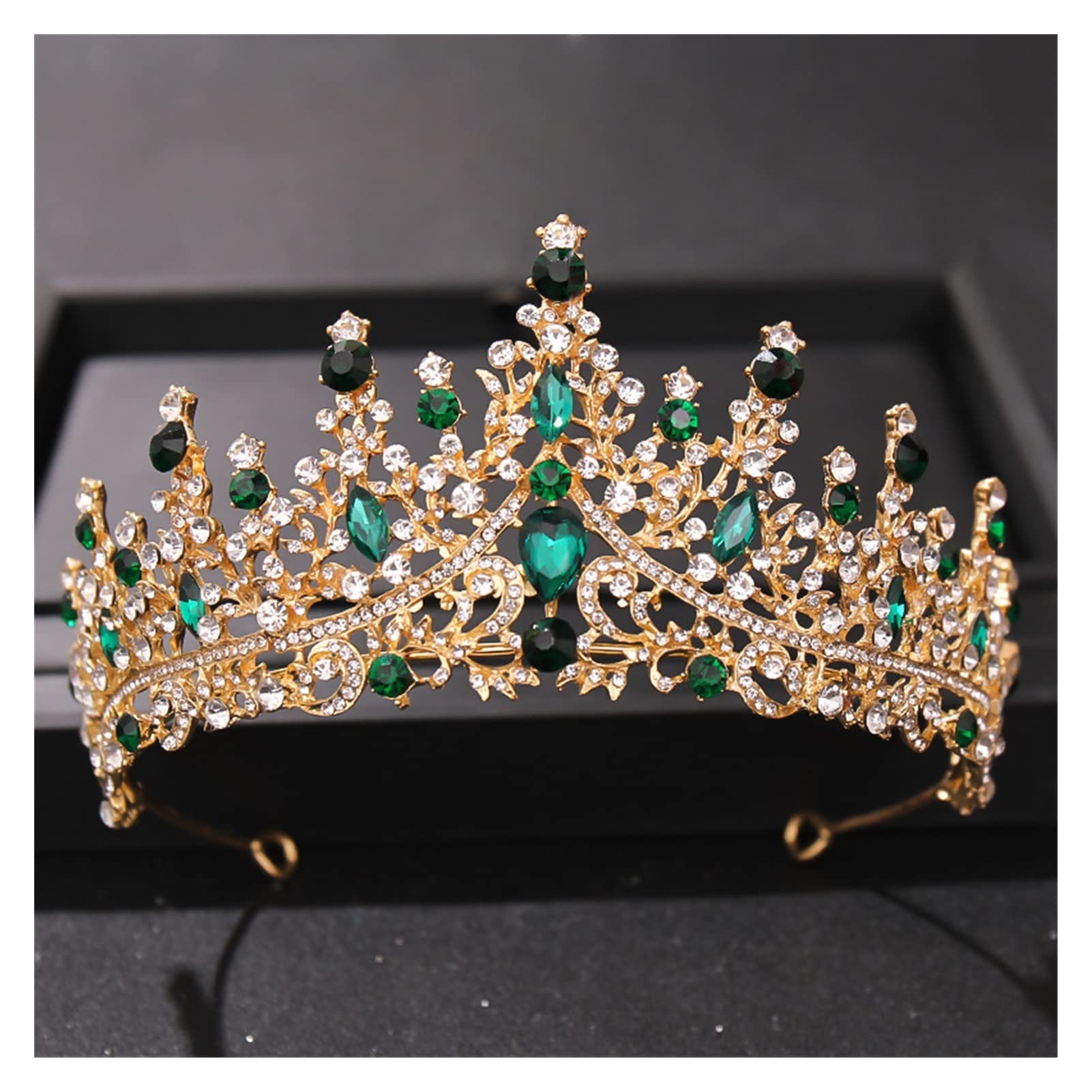 LNNSHX Barock Vintage Rose Gold Kronen und Tiaras Pfirsich Kristall Braut Frauen Tiara Krone Festzug Abschlussball Diadem Hochzeit Haarschmuck Tiara (Metallfarbe: Gold)