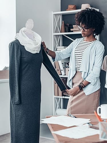 Miniatura 2 de MKDLUFEI Maniquí para mujeres y adultos, maniquí de profesionales de la moda, altura ajustable de 63.4 pulgadas, blanco, espuma y madera