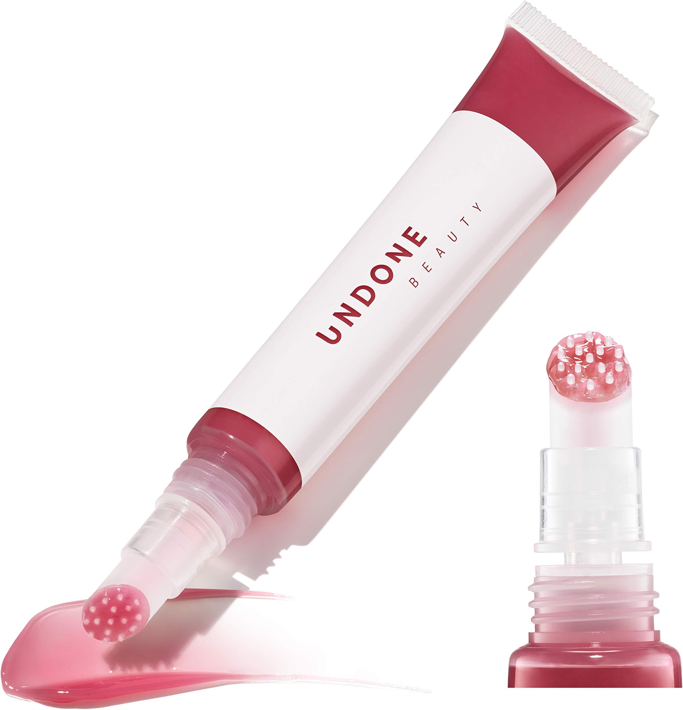 UNDONE BEAUTYLip Life Moisturizing Sheer Balm Lip Tint with Exfoliating Tip for Gentle Dry Skin Removal and Colorless Non-Sticky Gloss - Natural Shea, Jojoba and Rose Hip for Smoothing - Maybe Bare