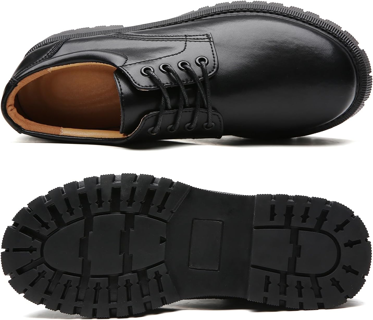 Women Oxford Shoe Black Oxford Shoes for Women Platform Womens Oxfords Shoes Women's Leather Comfortable Dressy Slip On Lace Up Casual Work Business Dress Office Oxfords Shoe - Image 4