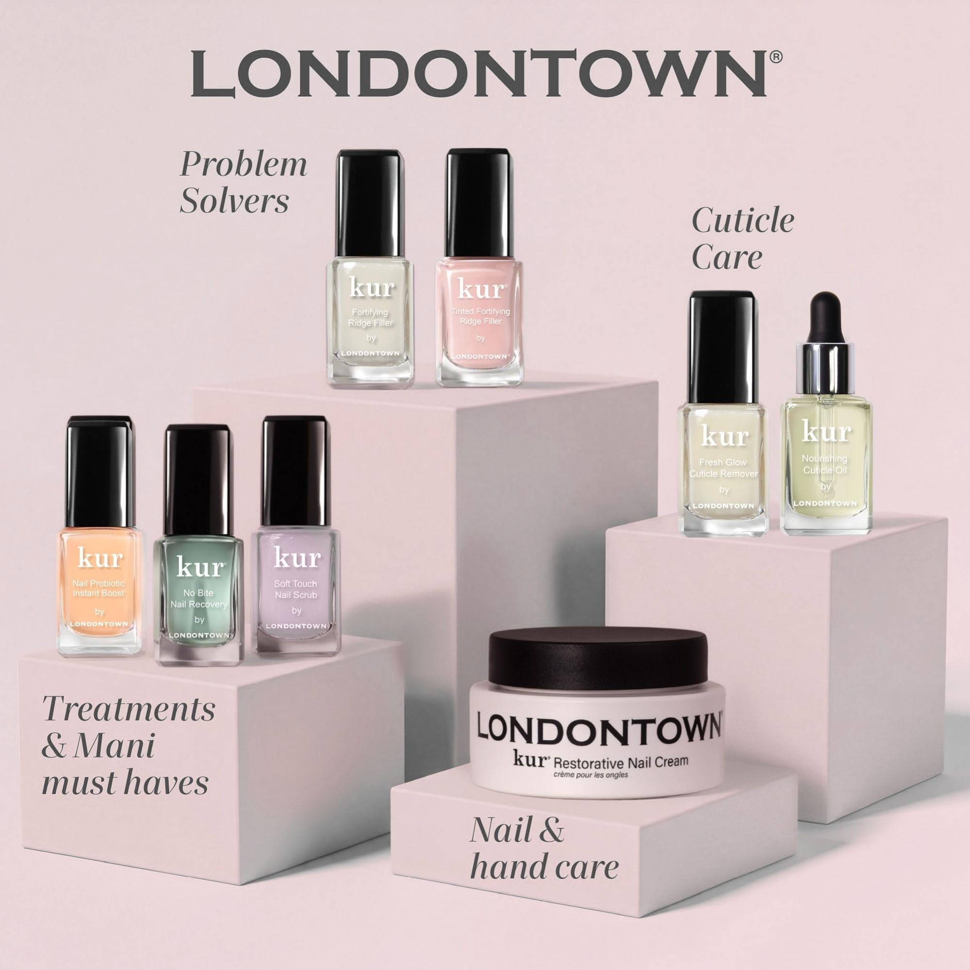 LONDONTOWN Kur Nail Ridge Filler – più liscia – rinforzante – riempitivo per unghie irregolari danneggiate – base fortificante, autolivellante, vegano, cruelty free, senza parabeni, trasparente, 11,8