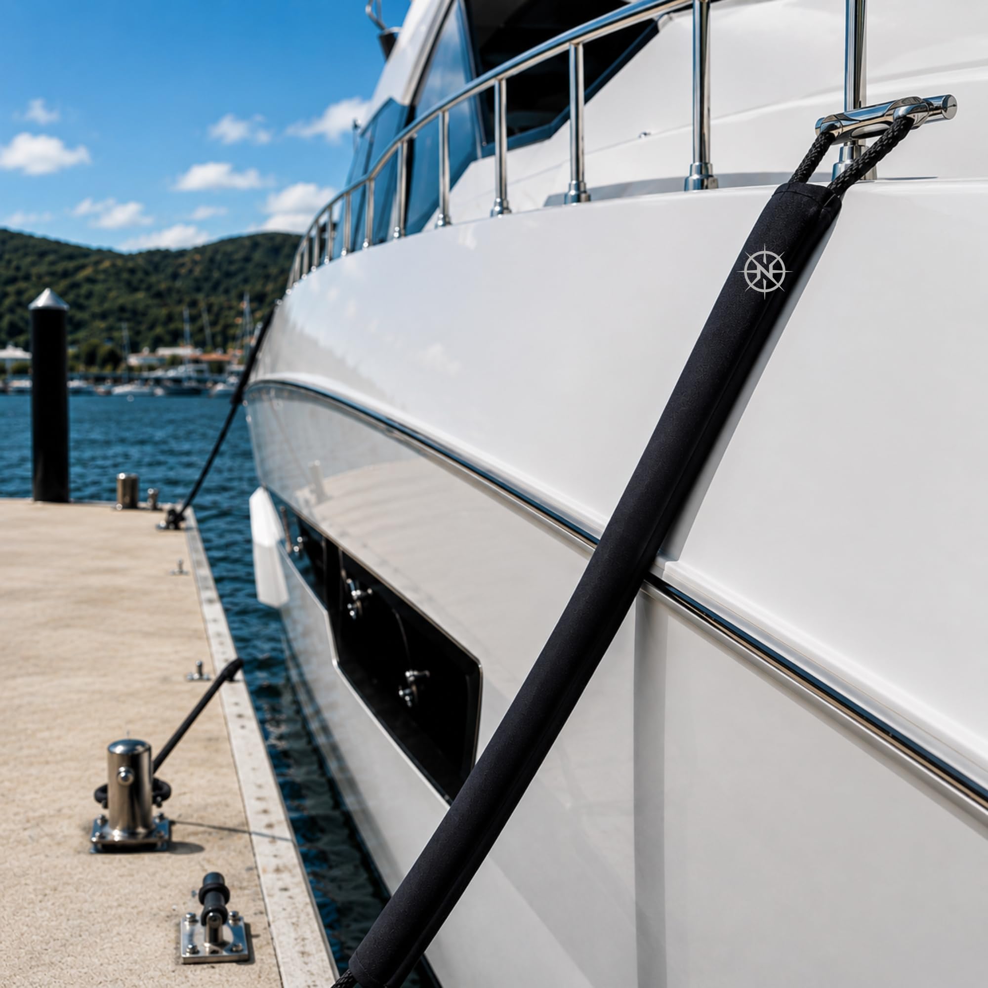 Dockleine-Schäfchenschutz 119 cm Länge (2er-Pack) – Ultrastarker abnehmbarer Scheuerschutz, UV-beständig, beseitigt das Quietschen von Bootsleinen und schützt den Bootslack