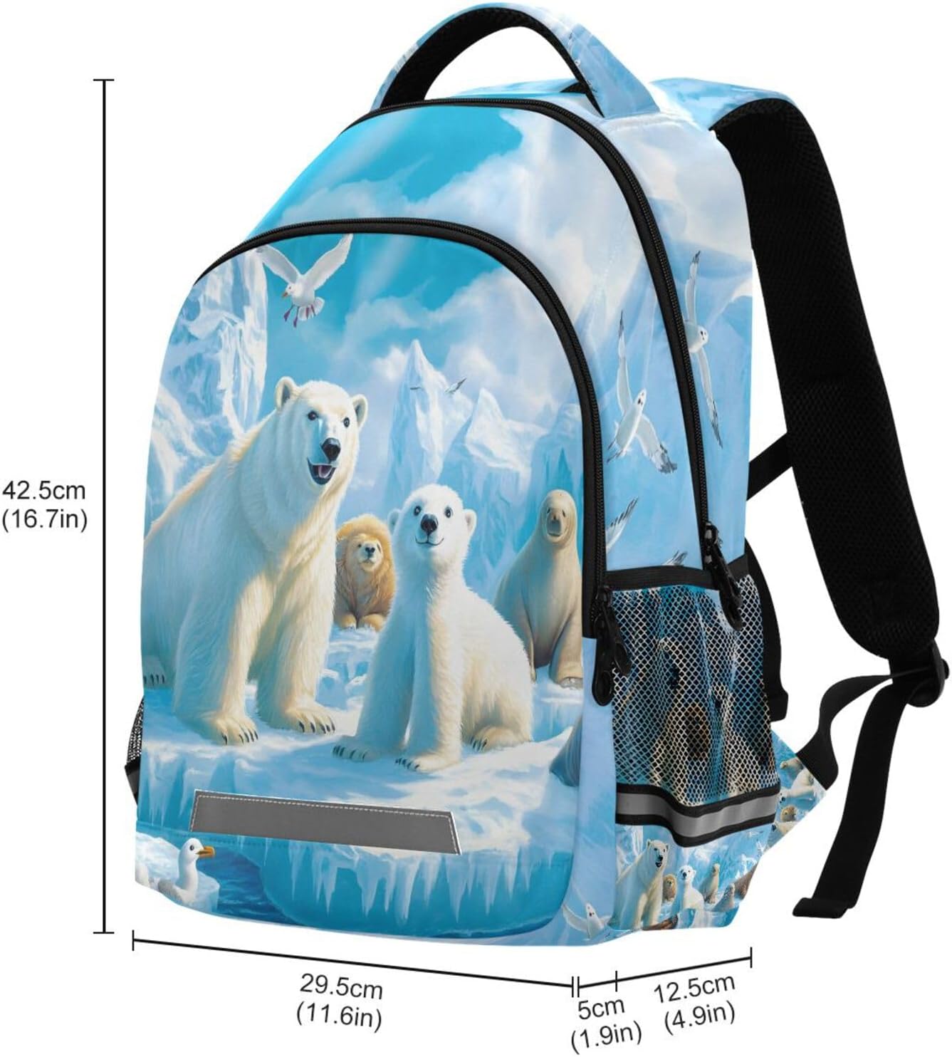 ALAZA Polar Bear Kids Backpack Bear School Backpack for Boys Girls,Preschool Elementary Kindergarten School Bag Bear Student Bookbag Travel Laptop Bag Casual Daypack