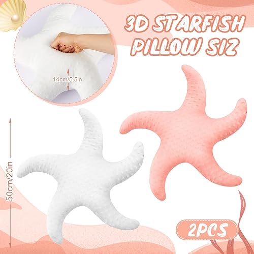 Miniatura 8 de 2 almohadas de playa bonitas con forma de pez de estrella de mar de 20 pulgadas, almohadas de felpa con forma de estrella de playa, decoración