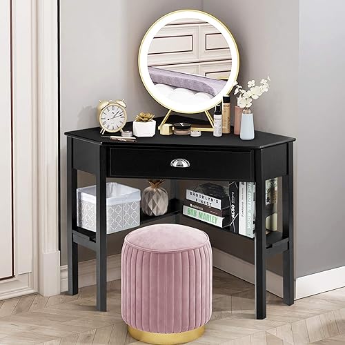 Miniatura 2 de DORTALA Escritorio esquinero, escritorio de esquina para computadora de escritura y estudio, mesa de computadora portátil, escritorio de madera para