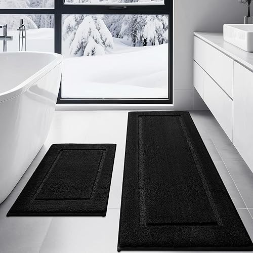 Miniatura 19 de Alfombras de baño de 32"x20", tapete de baño de microfibra absorbente ultra suave, grueso, afelpado y esponjoso, respaldo antideslizante, tapetes de