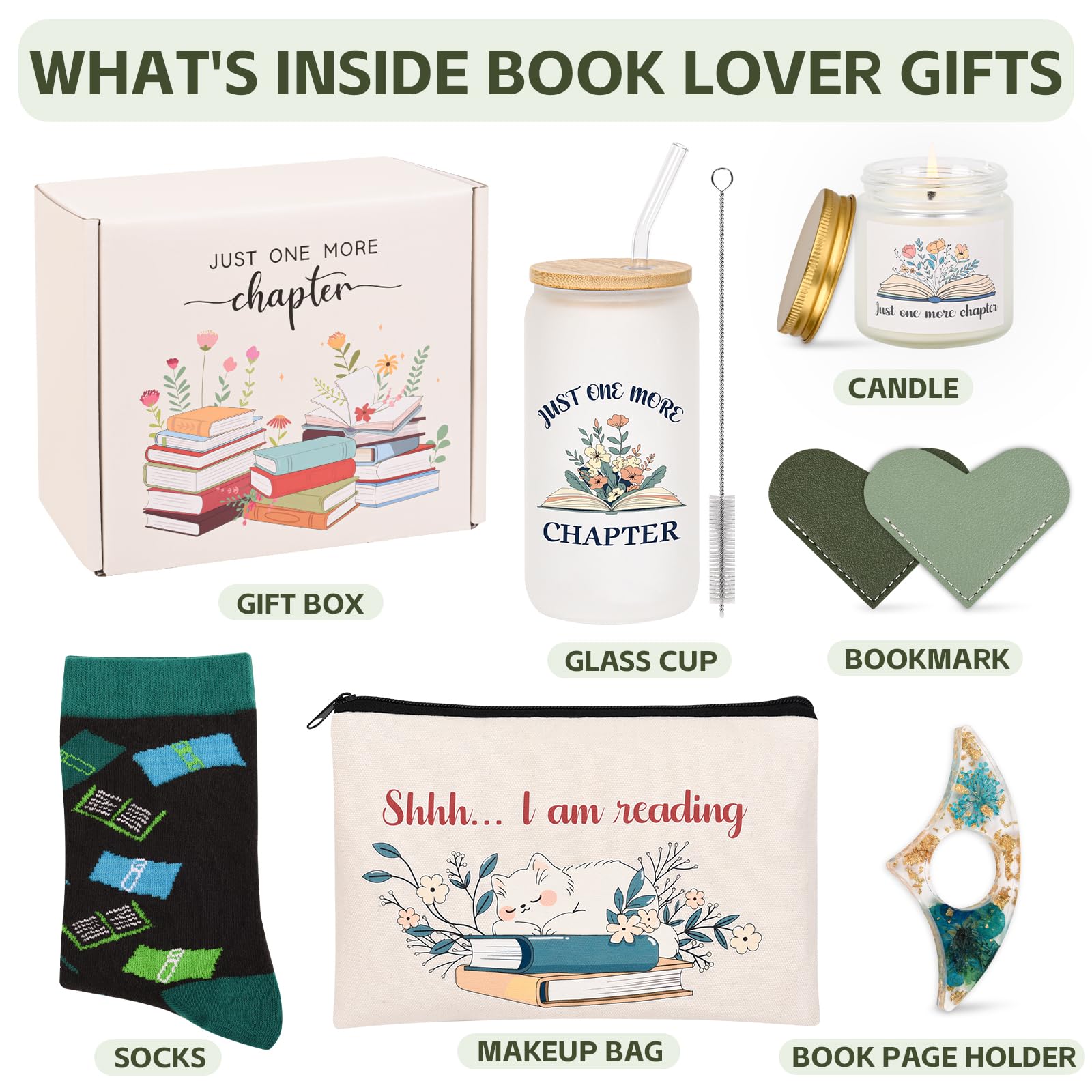 Book Lovers Gifts for Women, Bookish Gift for Readers, Bookworms, Librarians, Mothers Day, Birthday Christmas Gifts for Book Lovers Women Girl Friend (Green)