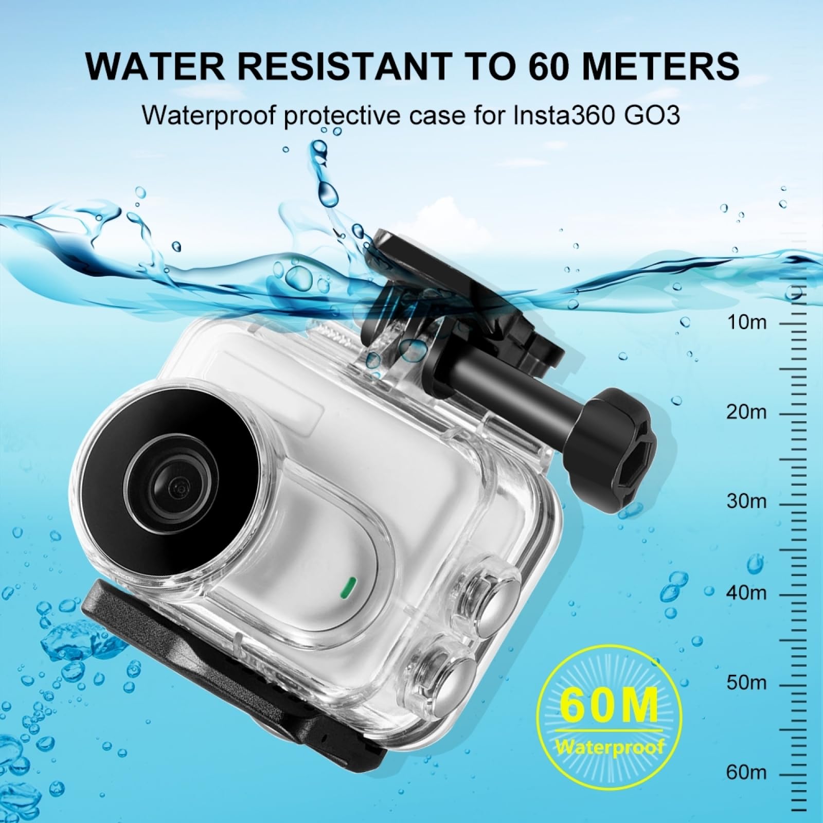 Per Insta360 GO3 Custodia Impermeabile, 60 Metri di Immersione Custodia Protettiva Custodia Protettiva Subacquea per GO 3 Fotocamera Sportiva