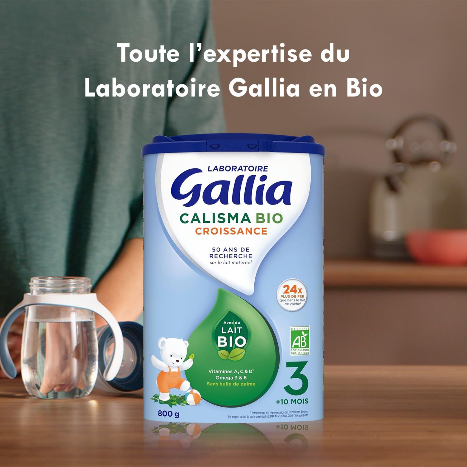 Laboratoire Gallia - Calisma 3 BIO Croissance - Lait Bébé 3ème âge - Lait Infantile Bio de 10 à 36 mois - en Poudre - Sans Huile de Palme - Lot de 3x800g