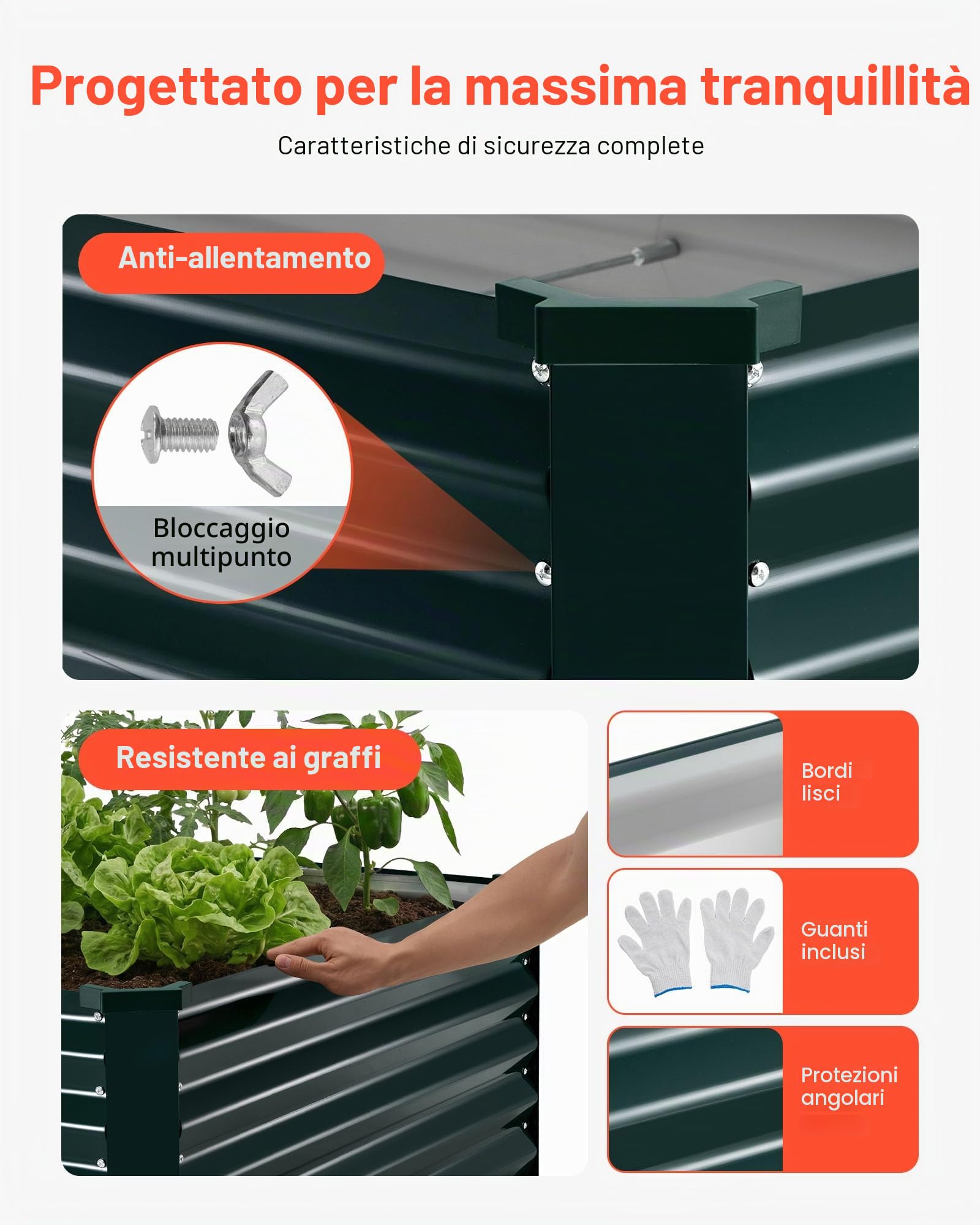 VEVOR Fioriera Rialzata in Metallo Zincata 2030x1020x460 mm, Aiuola Rialzata per Giardinaggio Rettangolare da Esterno Fioriera Rialzata Coltivazione Fiori Verdure Piante Orto Balcone Giardino