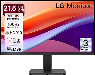 LG 22MR410-B 54.5 cm (21.45 Inch) Full HD (1920x1080) VA PC Monitor with 100Hz, 5ms (GtG), AMD FreeSync, D-Sub, HDMI, Tilt Adjustable Anti-Glare, 3-Side Virtually Borderless Design, sRGB 99% (Black)