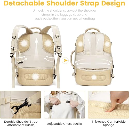 Miniatura 6 de LOVEVOOK Mochila de mano aprobada por vuelo, mochila de viaje para laptop de 35 litros para mujer, mochila grande con 3 cubos de embalaje.., Violeta