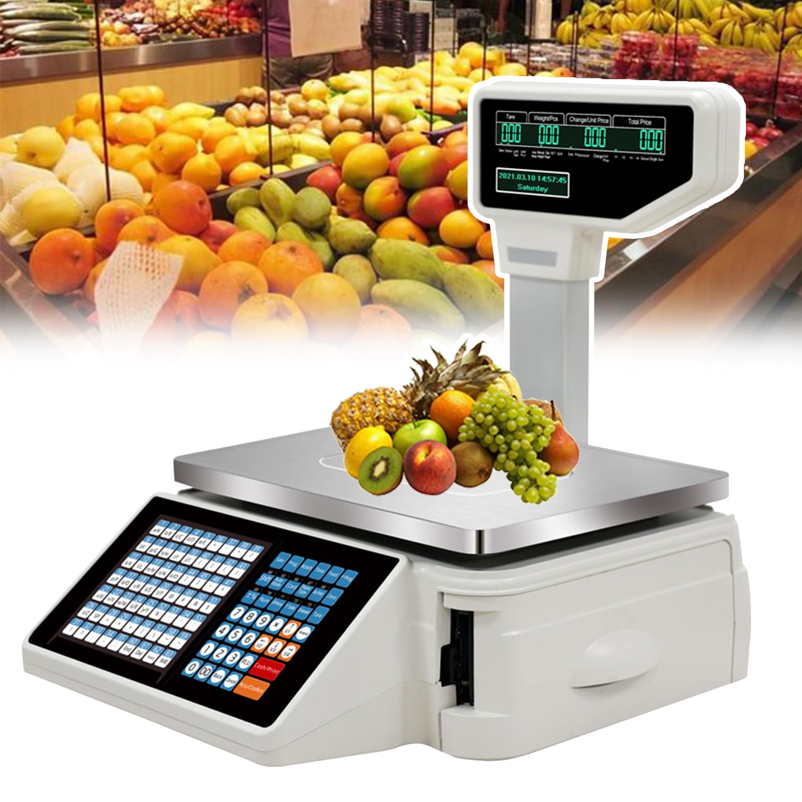 Balance numérique commerciale robuste avec double écran LCD haute définition