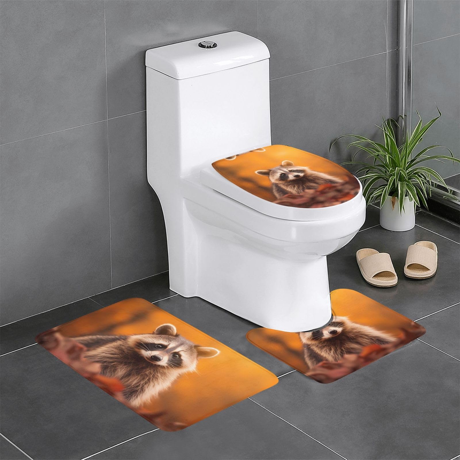 Tapis de salle de bain raton laveur WHJDPP pour une décoration ludique de la coiffeuse aux WC