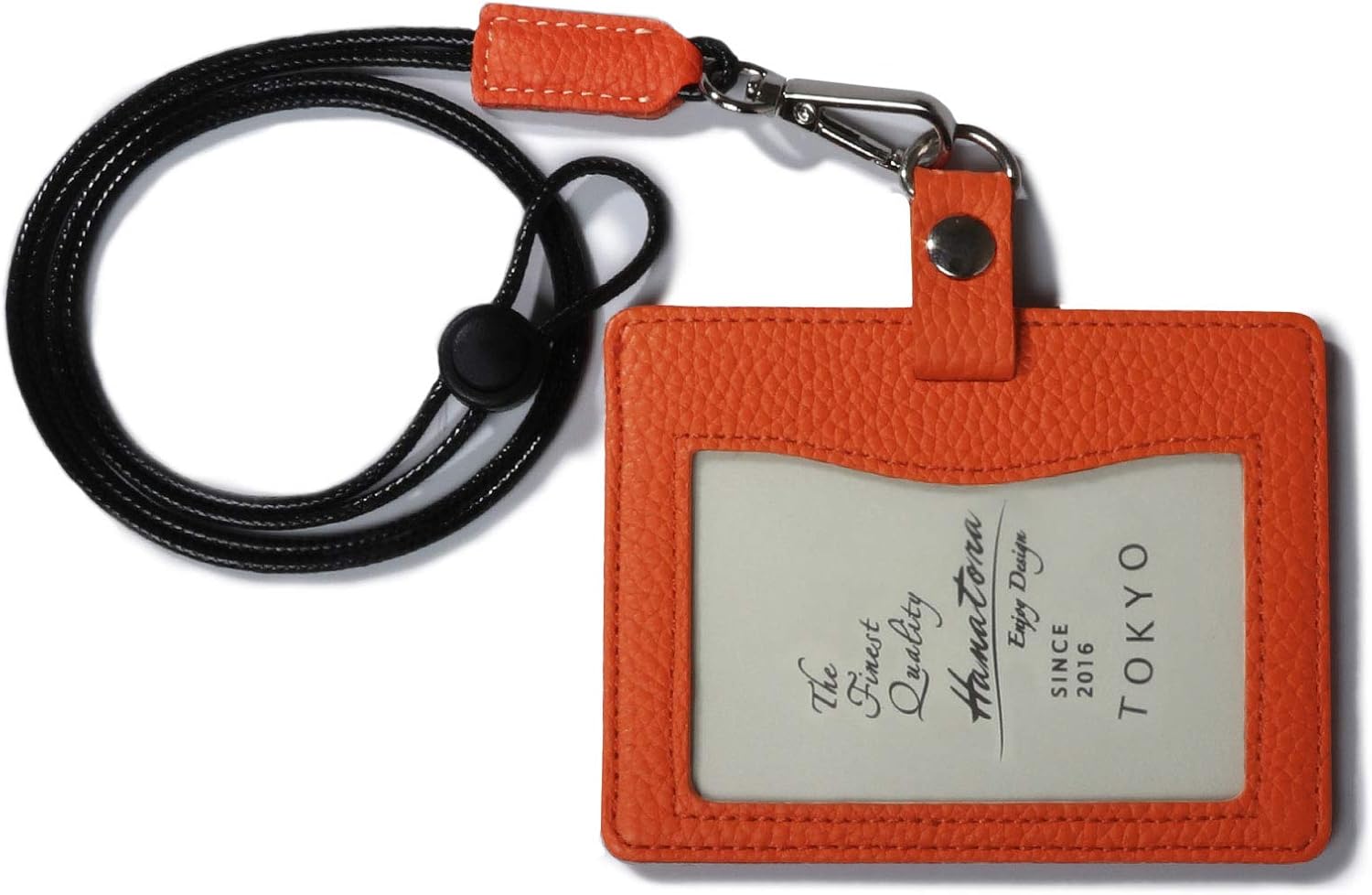 [HANATORA] 本革 IDカードホルダー IDカードケース パスケース 定期入れ カード入れ シュリンクカーフレザー ハンドメイド ギフトにも最適品 薄型 メンズ レディース ユニセックス Edel HCC04 橙色 オレンジ Orange