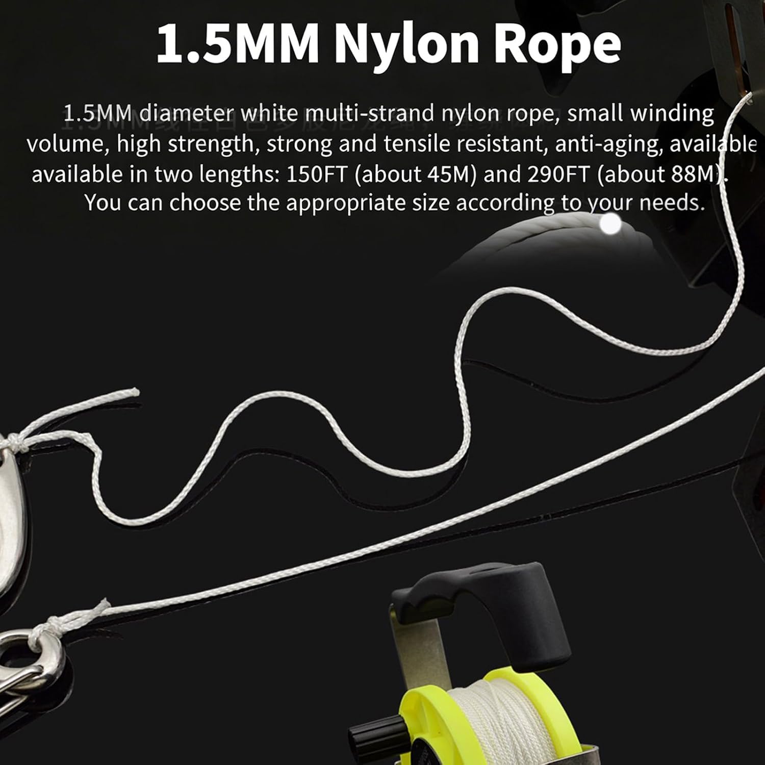 CH-SU30L 超々ジュラルミン製ベイトリールハンドル ステンレス鋼の調節可能なハンドルダイビングリール、洞窟探検用ライトスプール付き人間工学に基づいたダイビングリールスプール