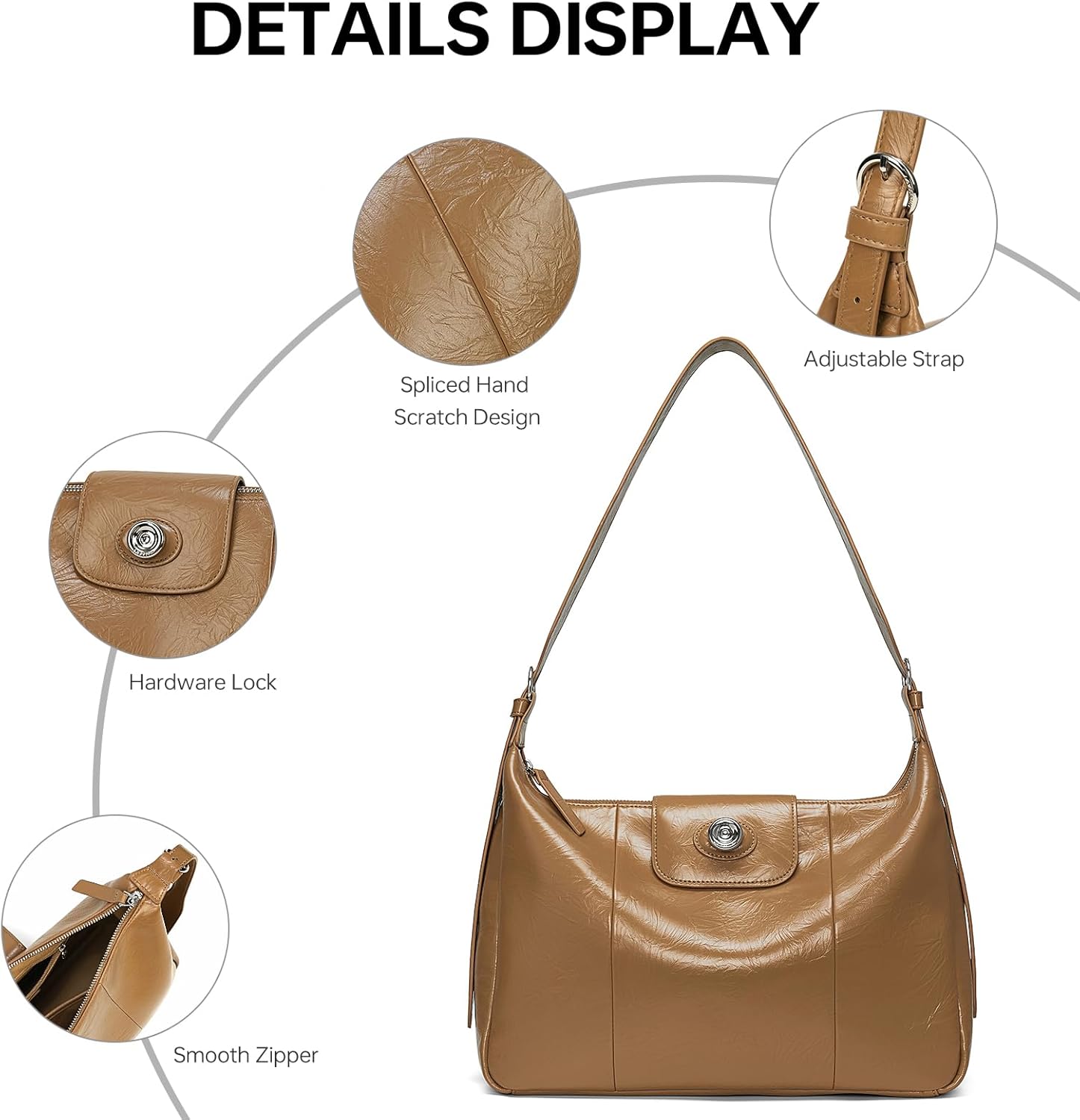 LA FESTIN Hobo Bags for Women Leather Womens Hobo Purse with Adjustable Strap - Image 2