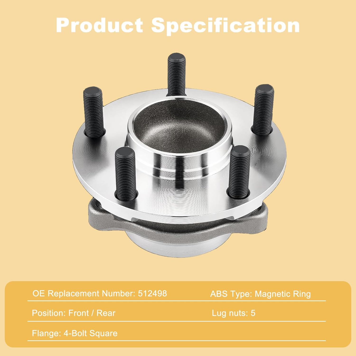 512498 2PC Front/Rear Wheel Hub and Bearing Assembly for 2013-2020 Ford Fusion, for 2013-2016 Lincoln MKZ, for 2019-2020 Police Responder Hybrid, for 2019-2020 SSV Plug-in Hybrid