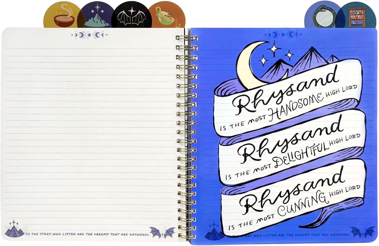 ConQuest Journals A Court of Thorns and Roses Velaris Tabbed Journal, 6 Unique Dividers, Die-Cut Tabs, Plastic Cover, 144 Lined Sheets, Cream Pages, Officially Licensed Sarah J. Maas ACOTAR Merch