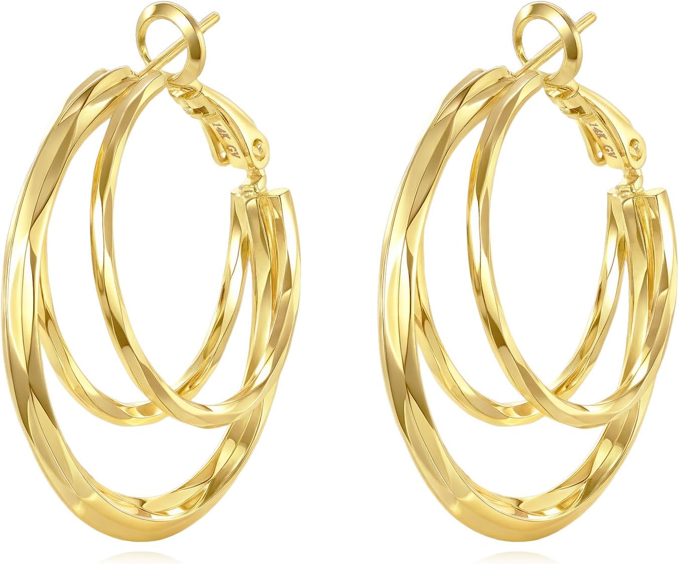 14K Gold Hoop Earrings Statement Chunky Hoop Earrings Gold Hoops Hypoallergenic Trendy Jewelry Valentine's Day Gifts for Women