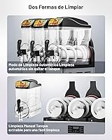 Vista 5 de VEVOR - Máquina comercial de bebidas heladas, tanque triple de 3x15L, máquina de margaritas, 180 tazas, máquina de batidos y bebidas heladas