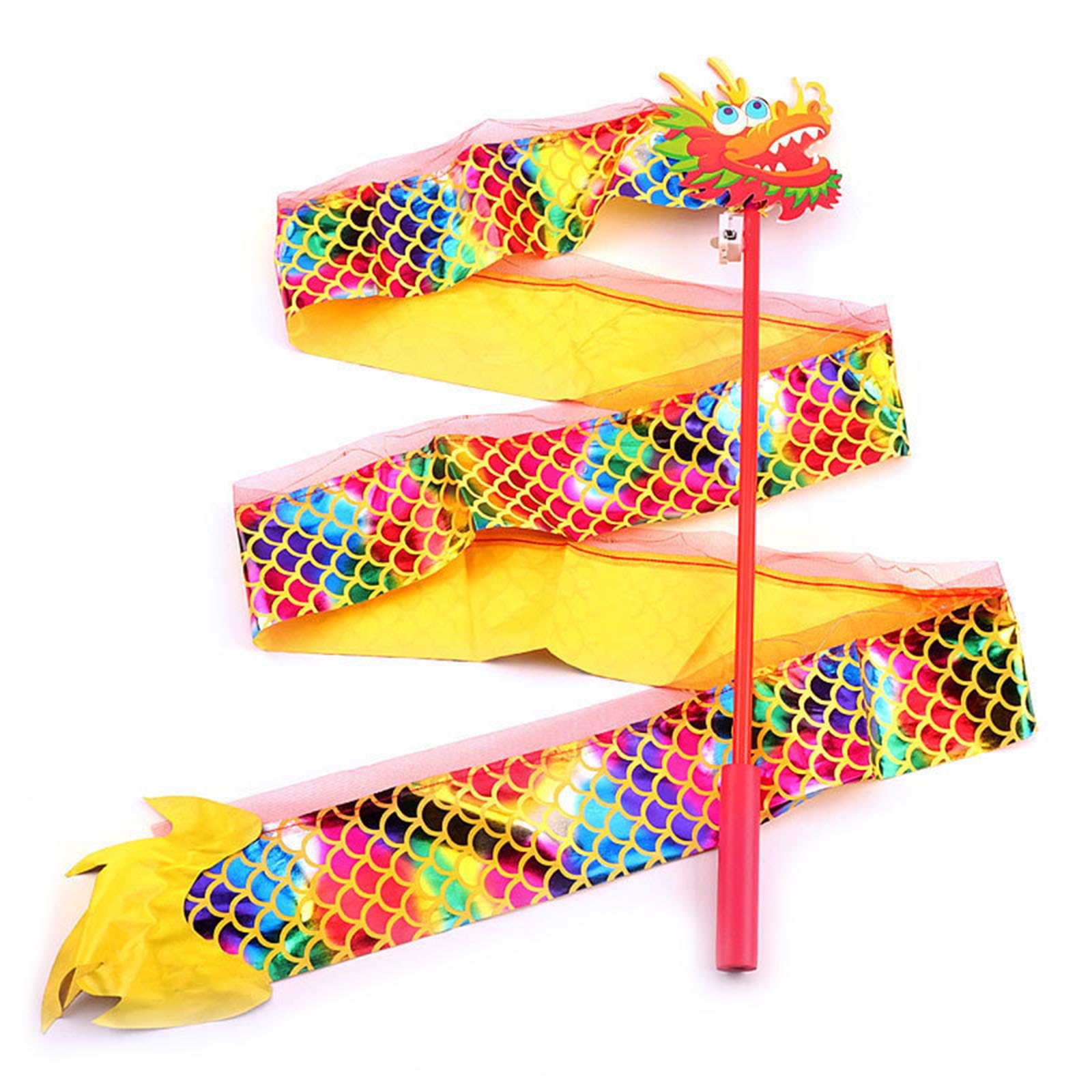 Tmboryuu Dragon Dance Chinese New Year Festive Ribbon Toy Exercise with Lights for Stage Glowing Ribbon Exercise Toy Dragon Dance Poi
